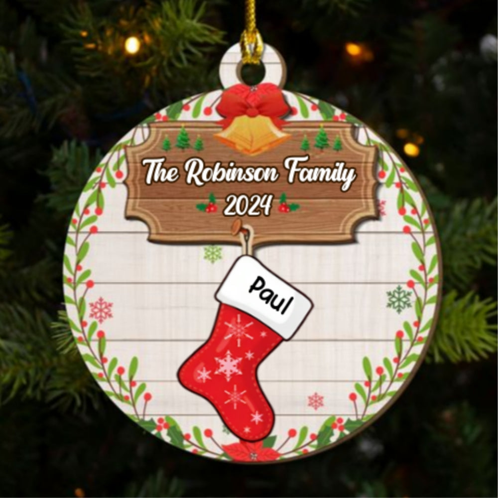 Lovely Family With Pet - Personalized Custom Freeshape 2-Layered Wood Ornament