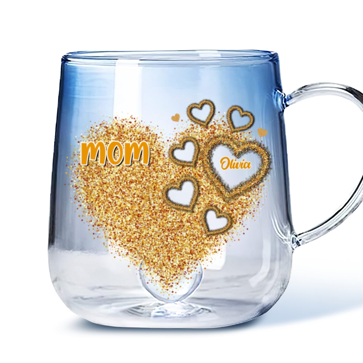 Mom You Are Our Heart - Personalized Custom Blue Gradient Glass Mug