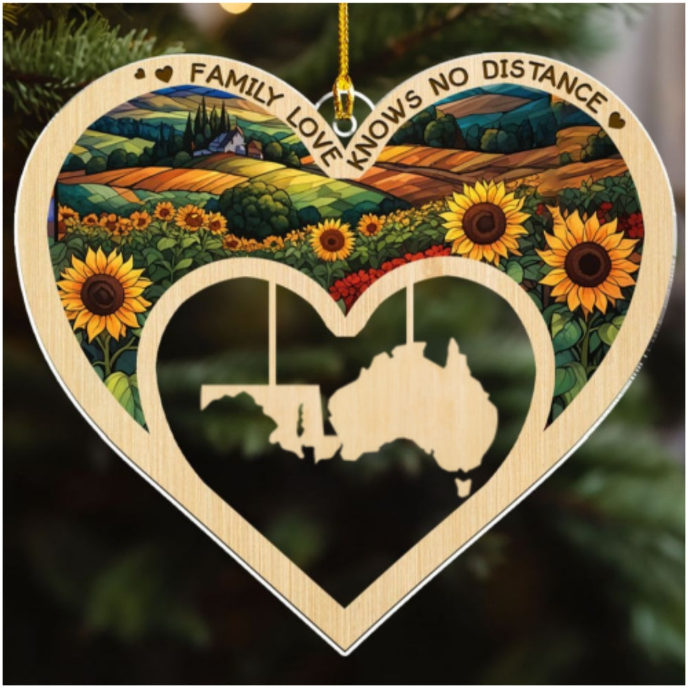 Family Always Connected By Heart - Personalized Custom Acrylic Ornament