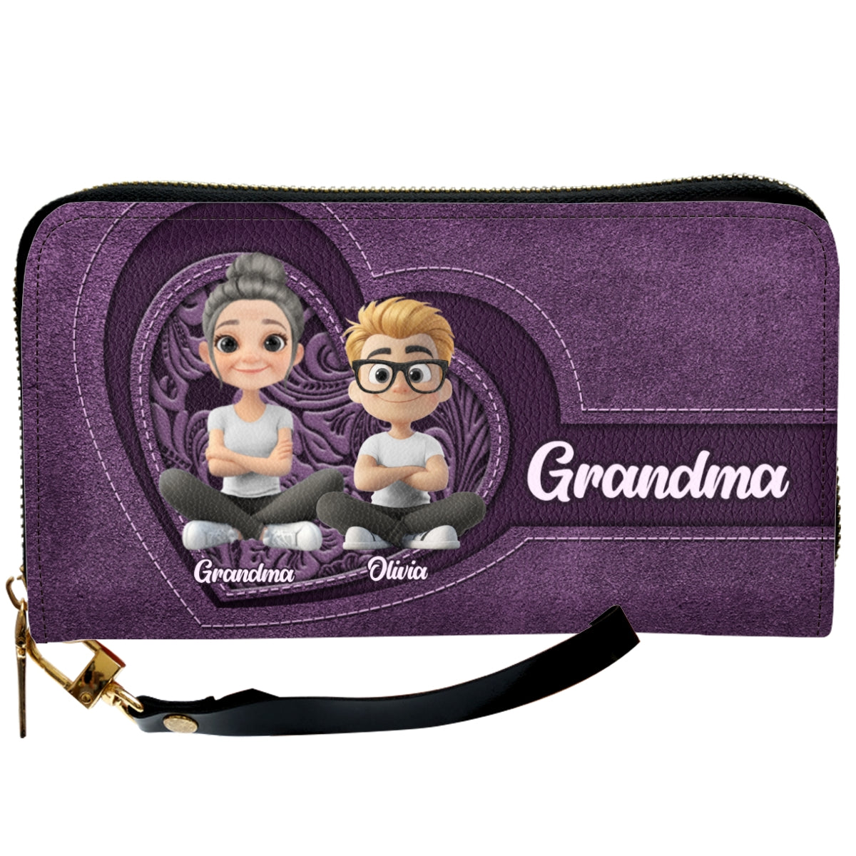 Grandma Butterfly - Personalized Custom Leather Wallet