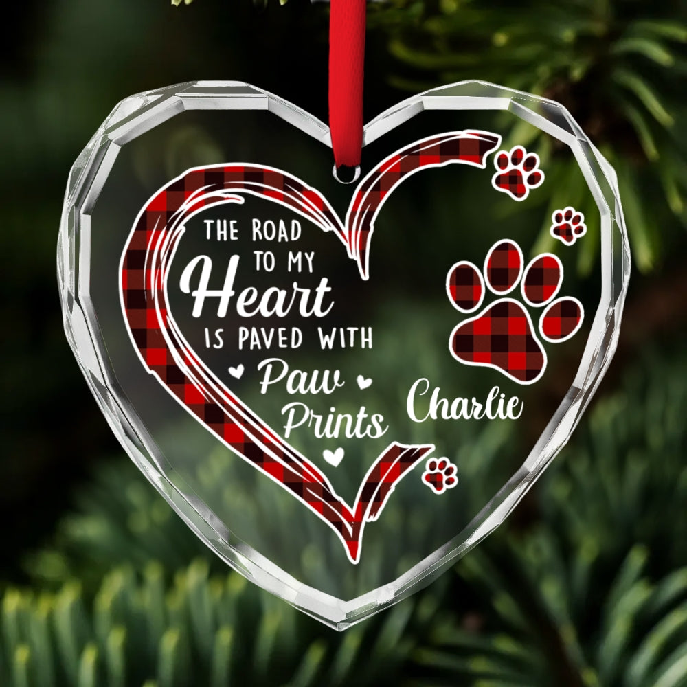 The Road To Fur Mom Heart - Personalized Custom Glass Ornament
