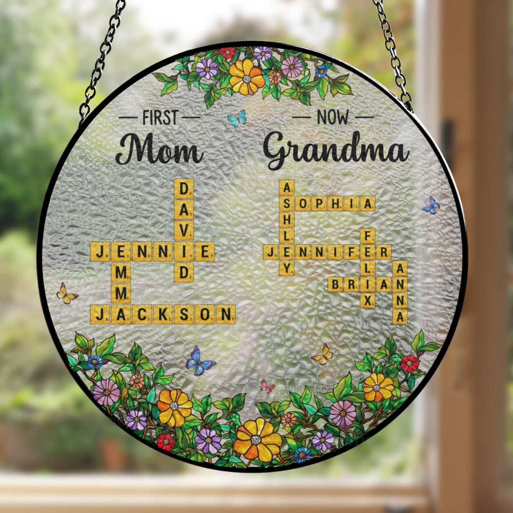Mom And Grandma - Personalized Custom Window Hanging Suncatcher