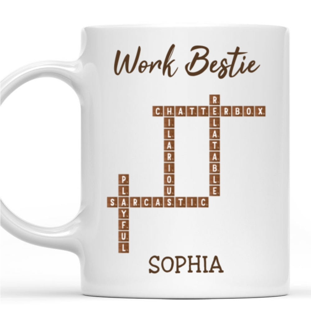 Work Bestie Crossword - Personalized Custom Coffee Mug