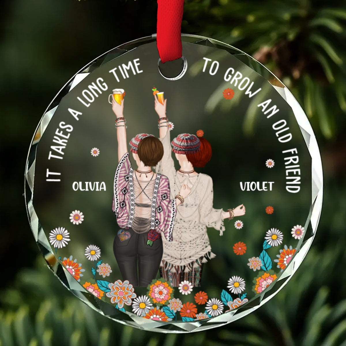 Your Heart And My Heart Are Very Old Friends - Personalized Custom Glass Ornament