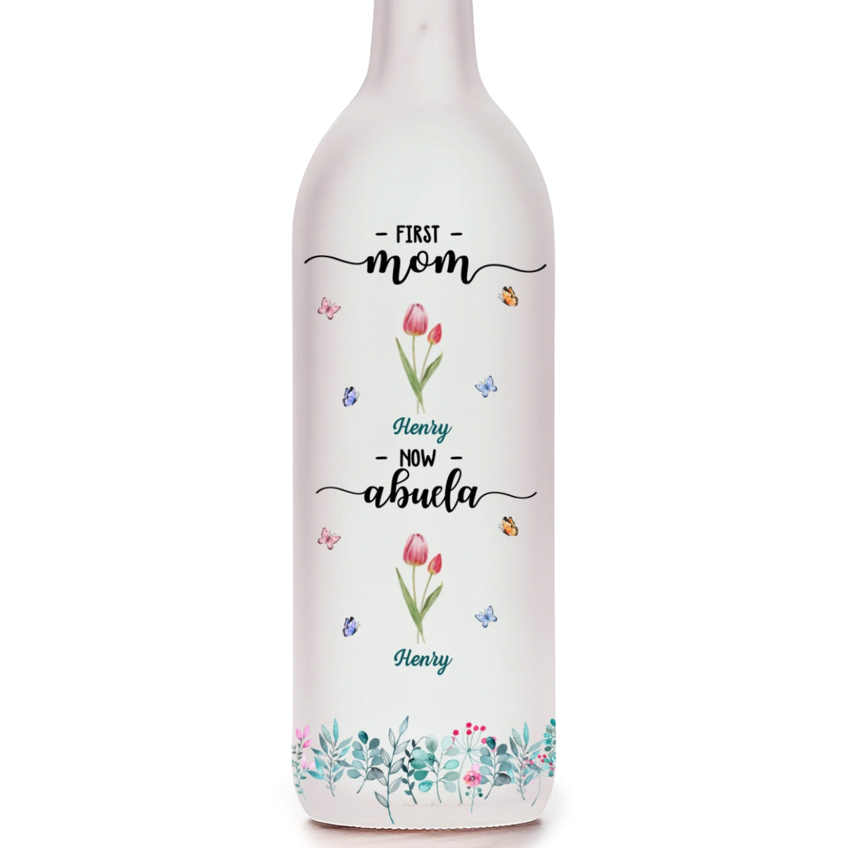 Flower Birth Month Garden Grandma - Personalized Custom Bottle Lamp