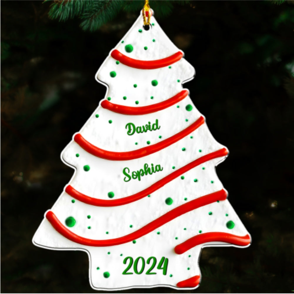 Christmas Tree Cake Custom Name - Personalized Custom 3D Effect Acrylic Ornament - Gifts For Family, Friends, Coworkers