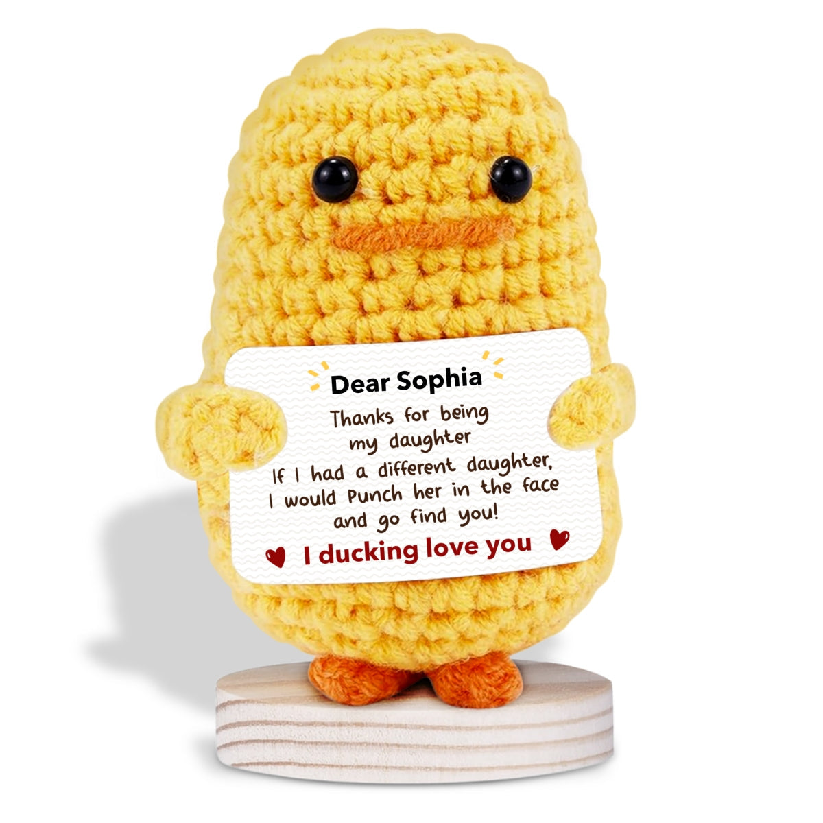 Thanks For Being My Daughter - Personalized Custom Duck Crocheted Plushie With Message