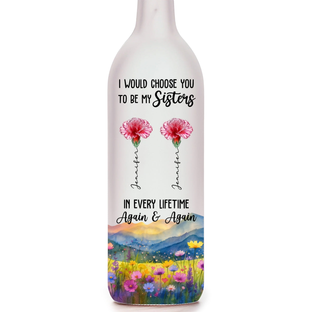 Always Choose You My Sisters - Personalized Custom Bottle Lamp