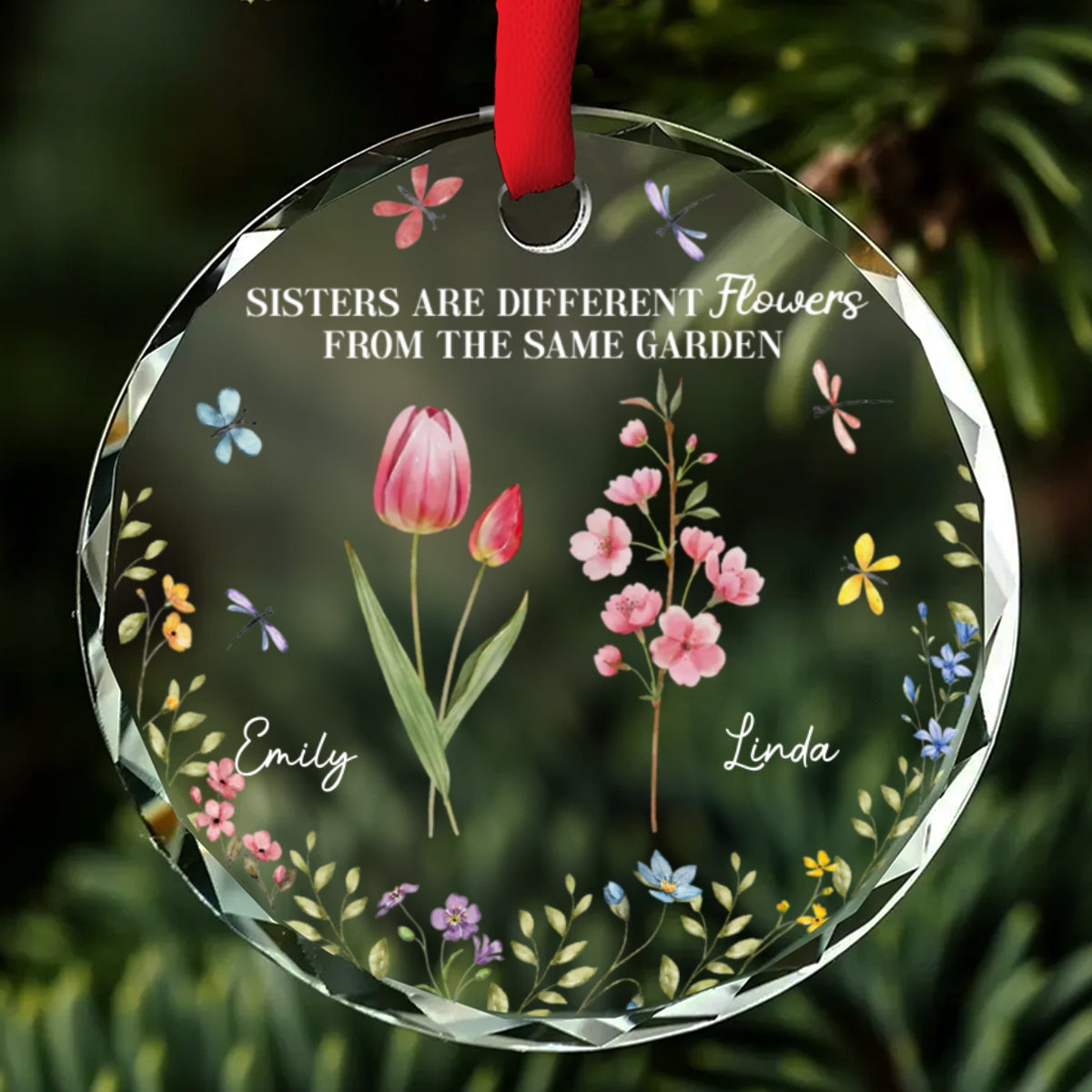 Friends Are Like Flowers In The Garden Of Life - Personalized Custom Glass Ornament