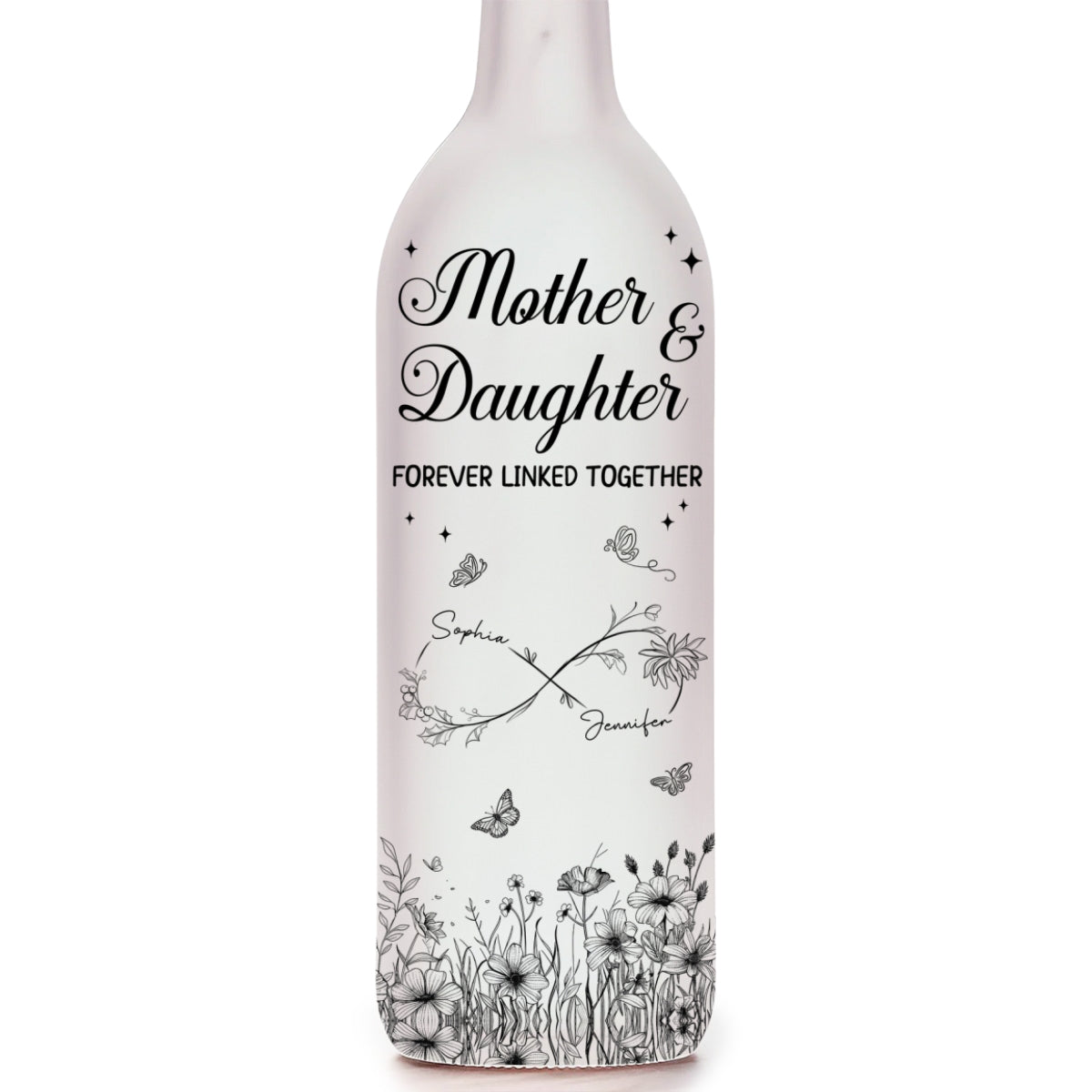 Mother And Daughter Forever Linked Together - Personalized Custom Bottle Lamp