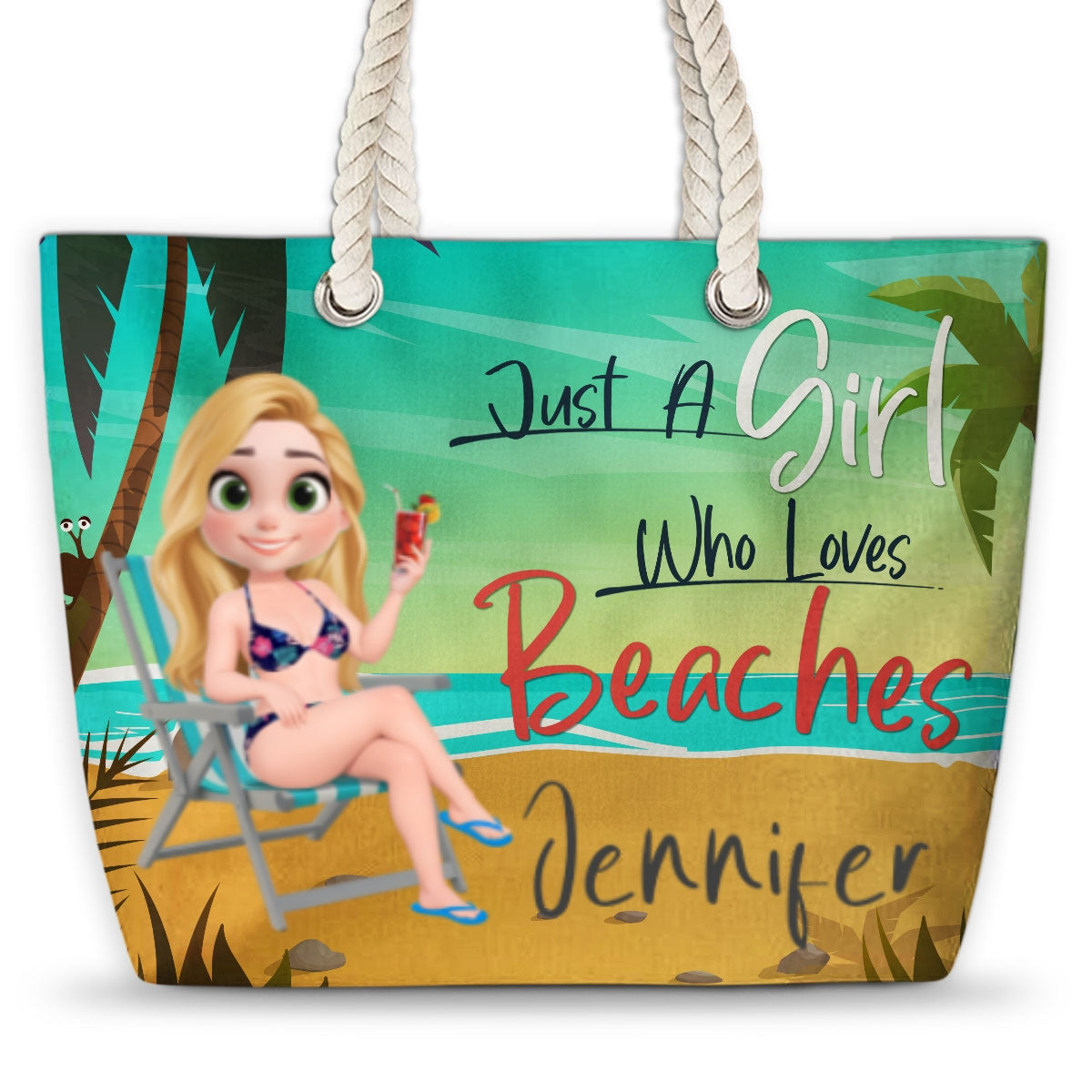 Just A Girl Who Loves Beaches - Personalized Custom Beach Bag