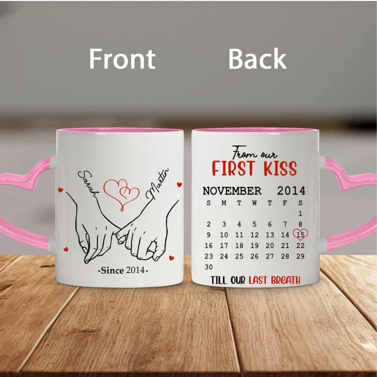 I Met You - Personalized Custom Heart Handle Mug