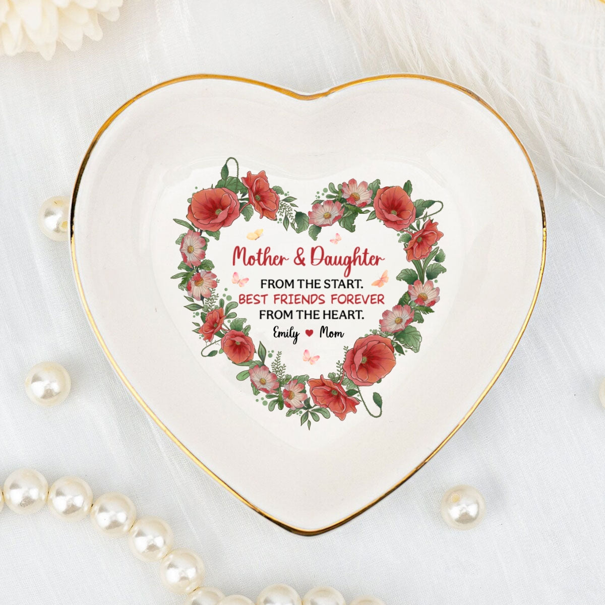 Mother And Daughter From The Start - Personalized Custom Jewelry Dish