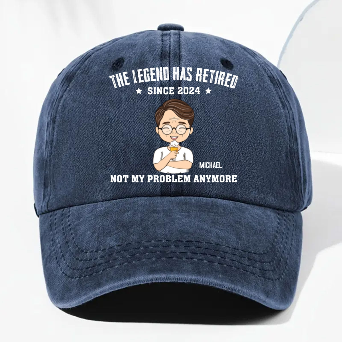Lengend Has Retired - Personalized Custom Vintage Washed Denim Cap