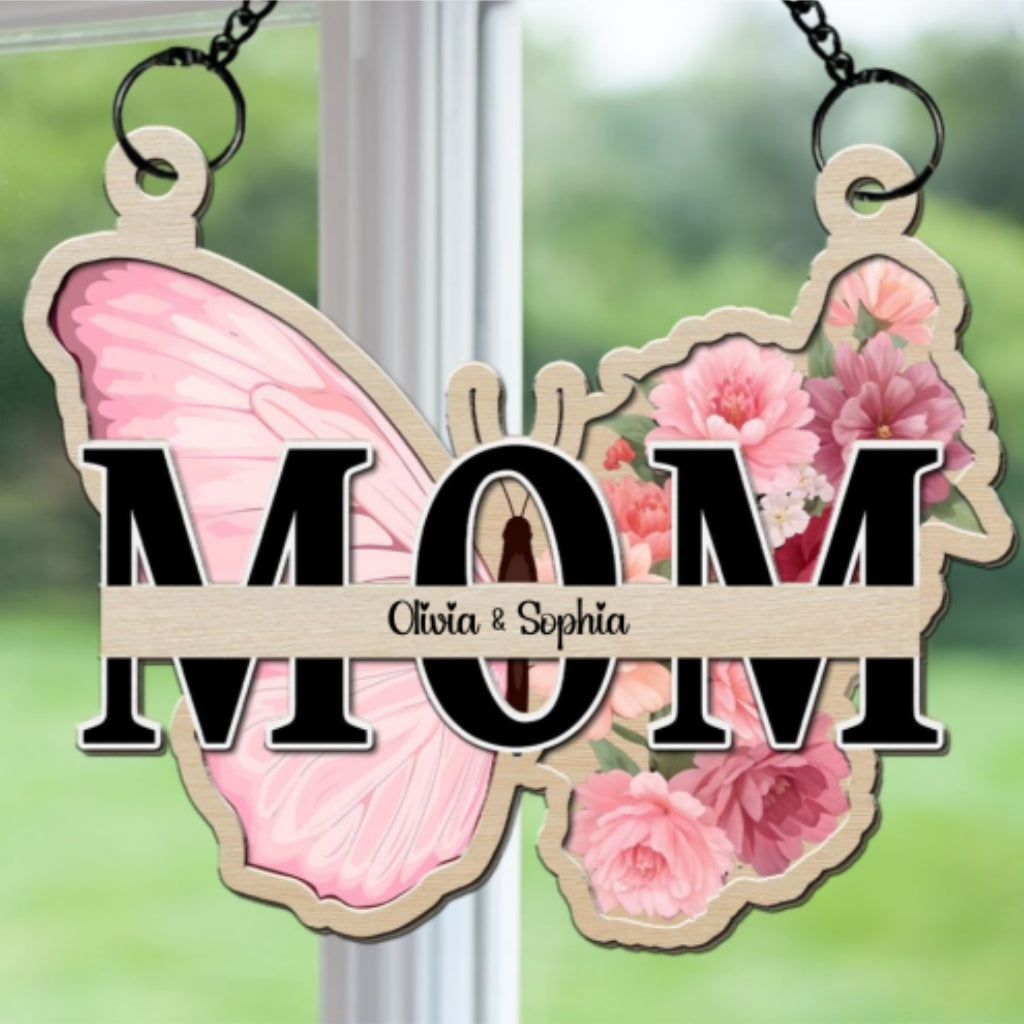 Mom Butterfly Of Love - Personalized Custom Suncatcher