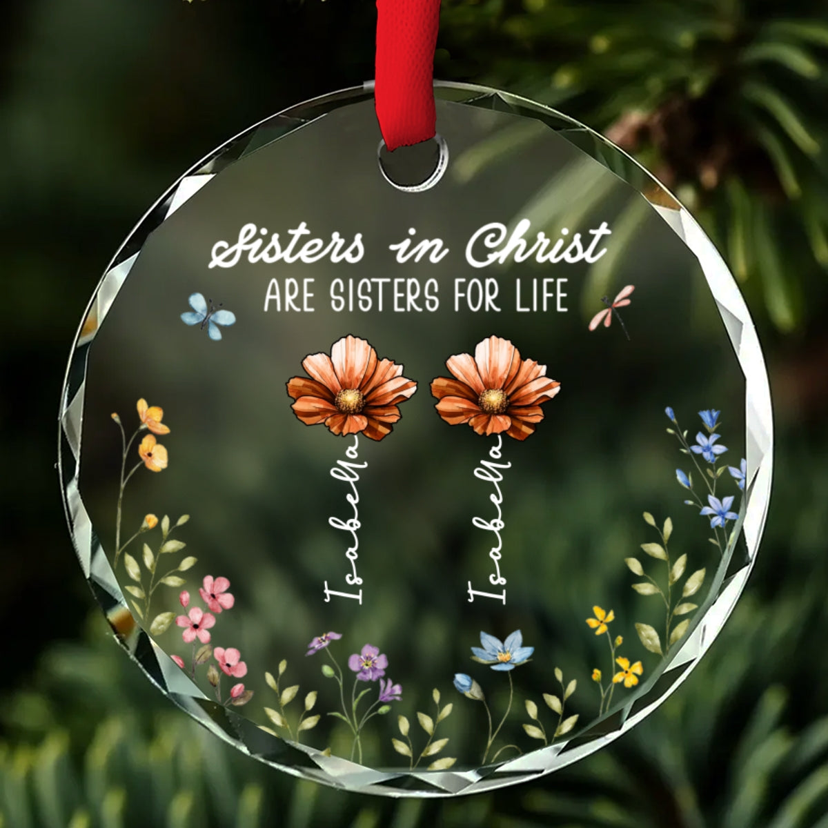 Christ Makes Sisters For Eternity - Personalized Custom Glass Ornament