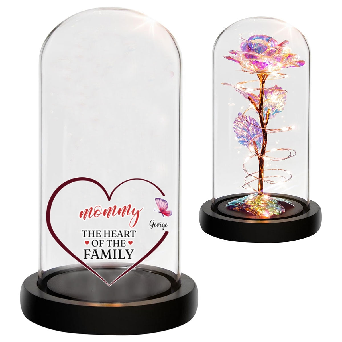 The Heart Of The Family - Personalized Custom Sparkly Rose