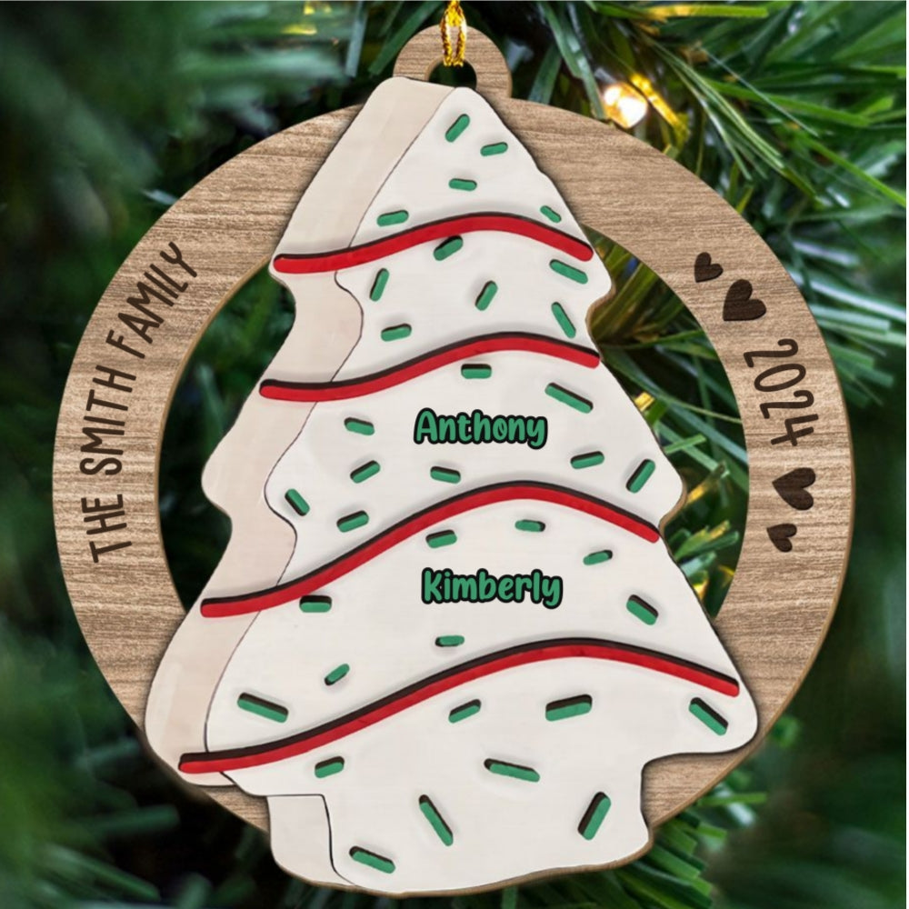Oh Family Christmas Tree - Personalized Custom Wood Ornament