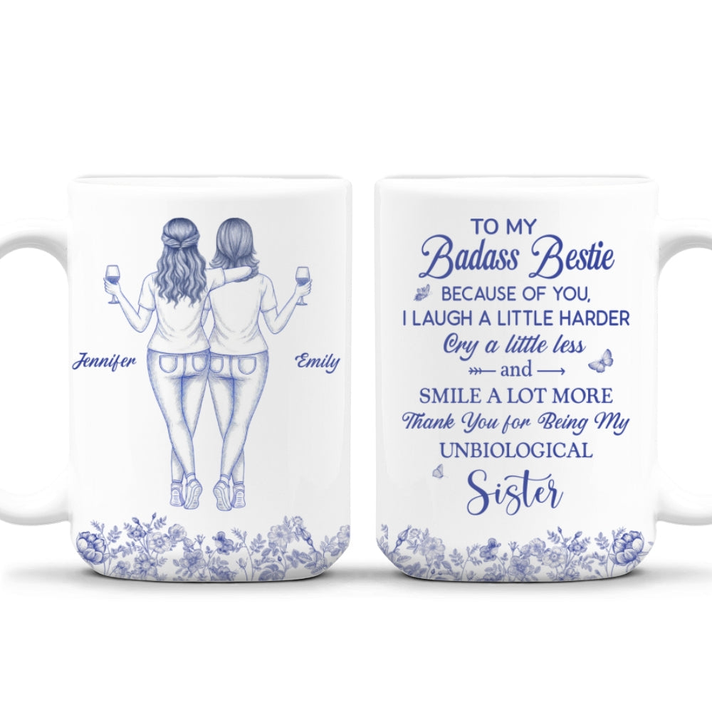 Thank You for Being My Sister Flower Toile Ver 2 - Personalized Custom Coffee Mug