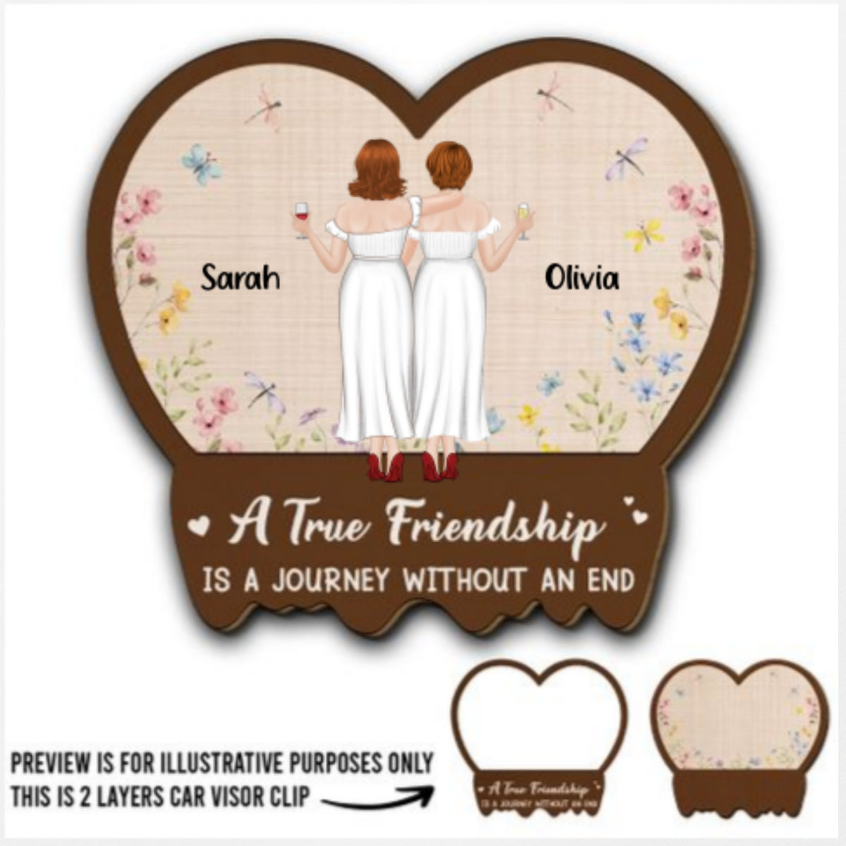 A True Friendship Is A Journey - Personalized Custom Car Visor Clip