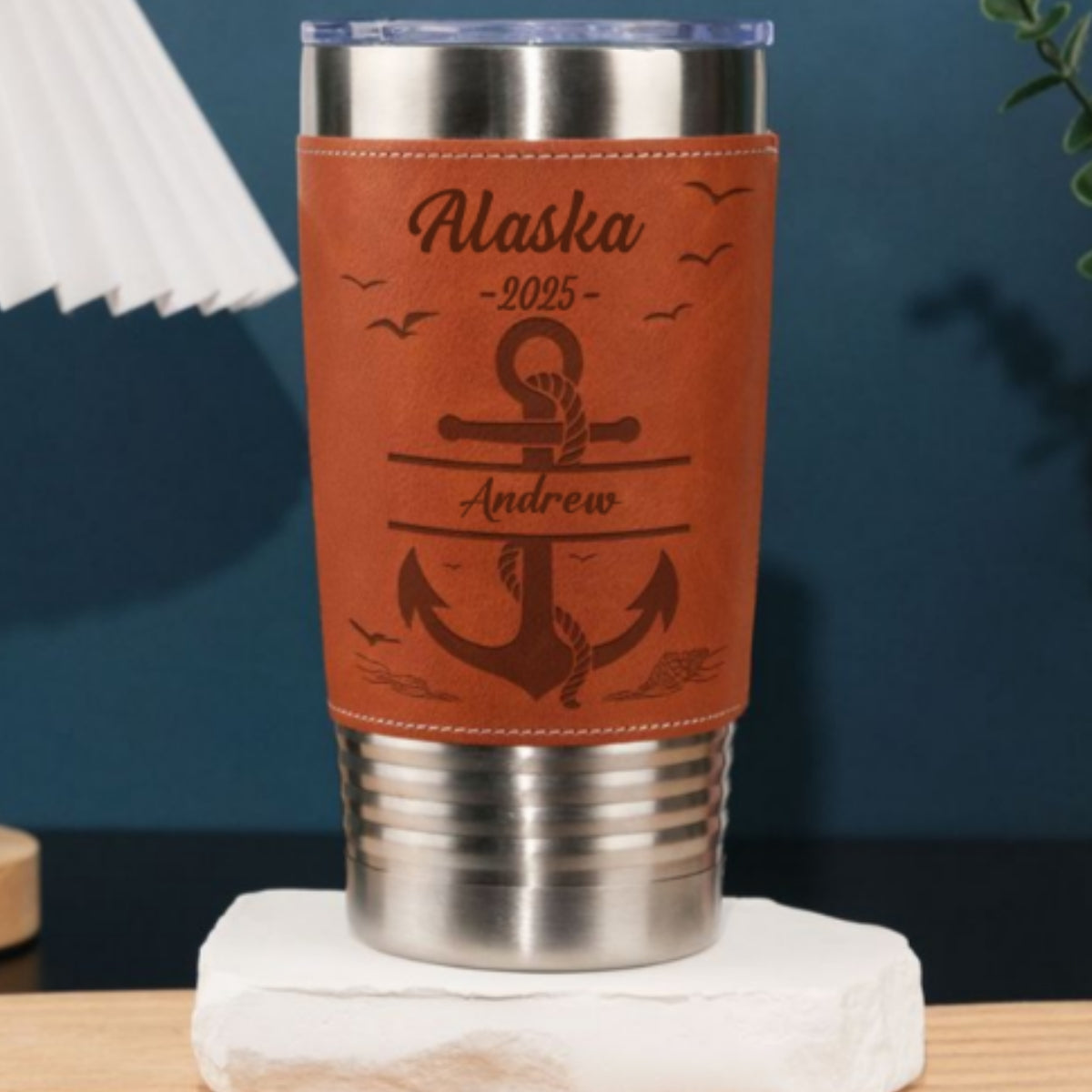 Summer Vacation - Personalized Custom Engraved Leather Tumbler