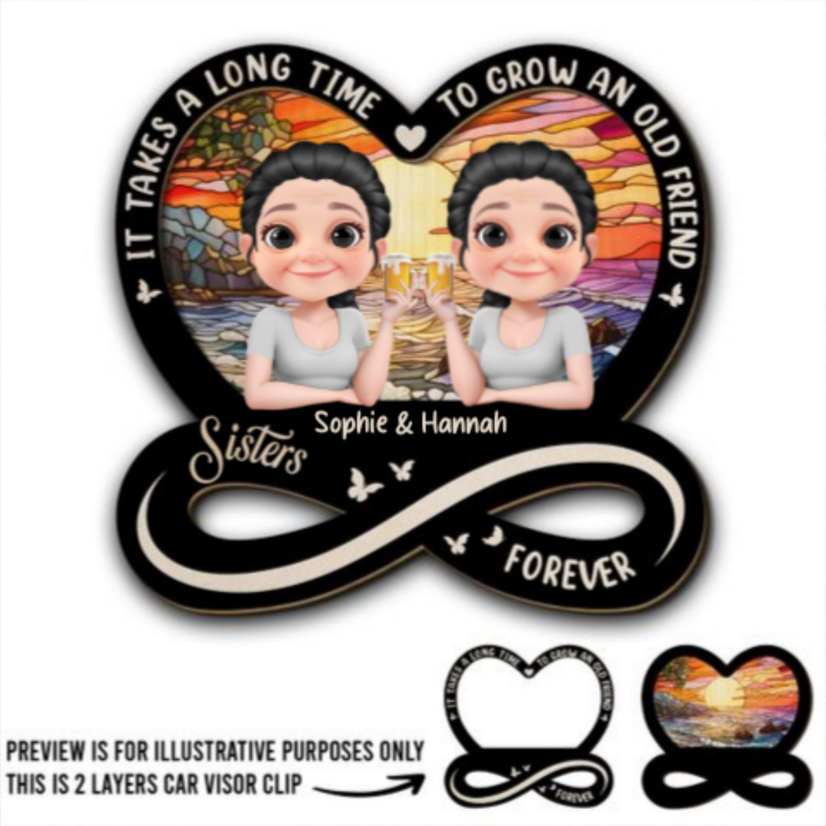 It Takes A Long Time Cartoonize - Personalized Custom Car Visor Clip