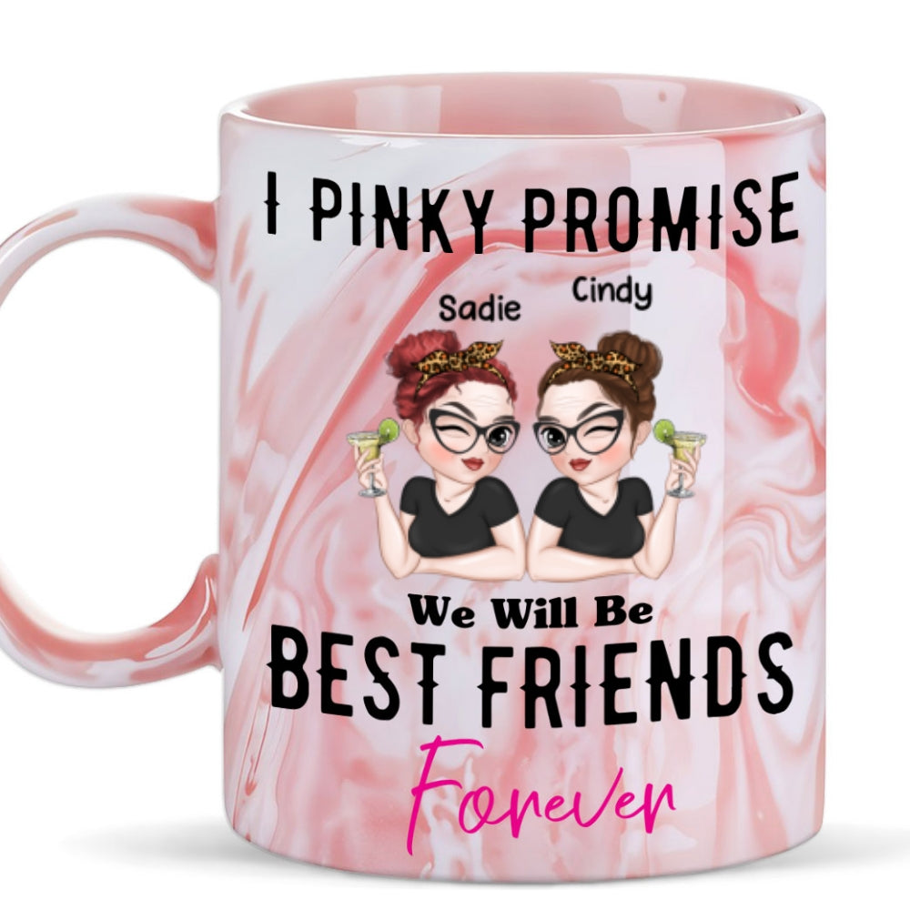 Best Friends Forever - Personalized Custom Pink Marble Mug