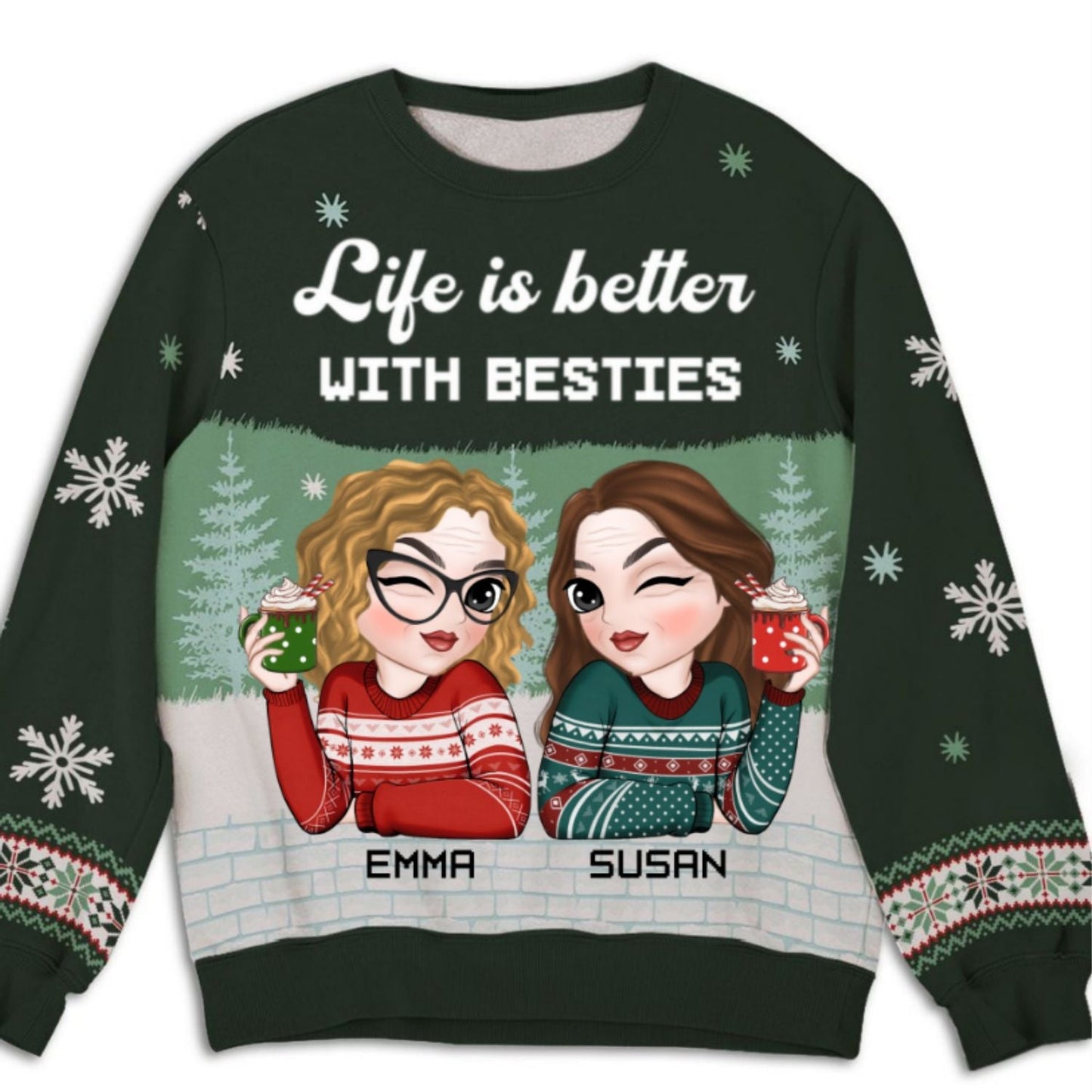 Besties Forever 2024 - Personalized Custom All-Over-Print Sweatshirt