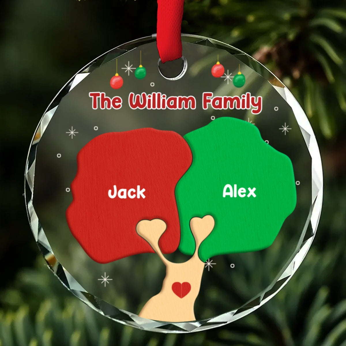 Family Tree - Personalized Custom Glass Ornament