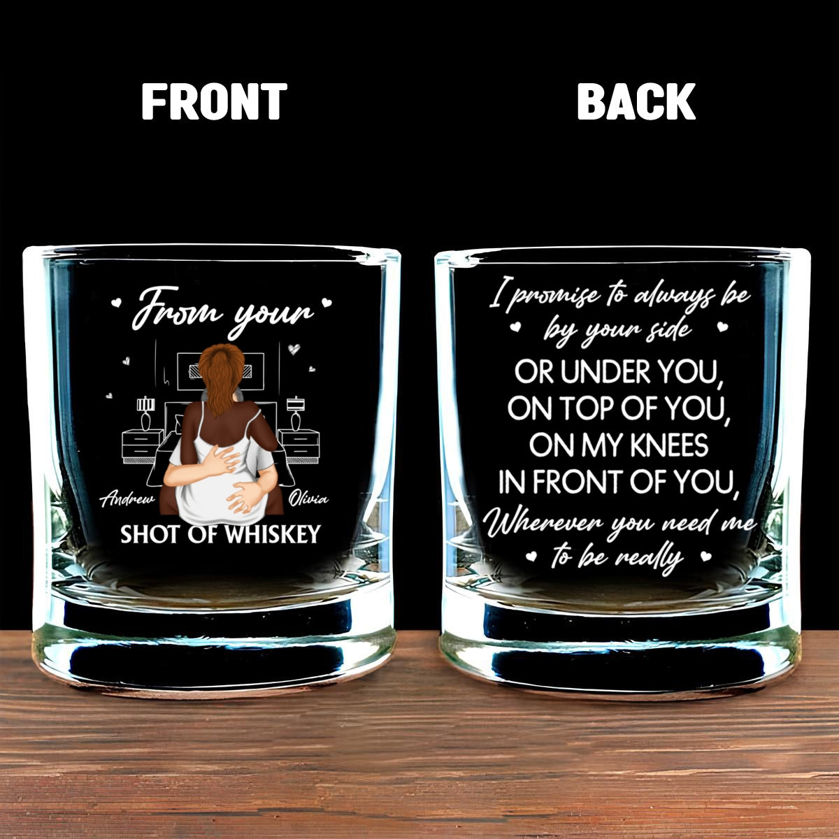 Always Be By Your Side Husband - Personalized Custom Whiskey Glass