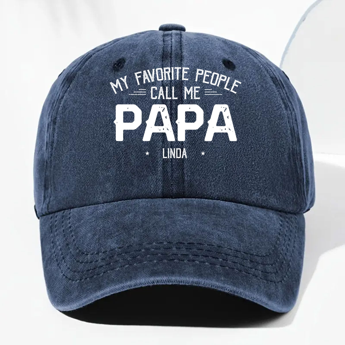 My Favorite People Call Me Love - Personalized Custom Vintage Washed Denim Cap