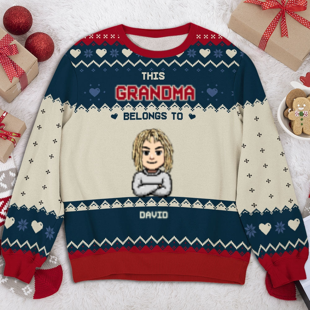 This Grandma Mom Belongs To Pixel - Personalized Custom All-Over-Print Sweatshirt