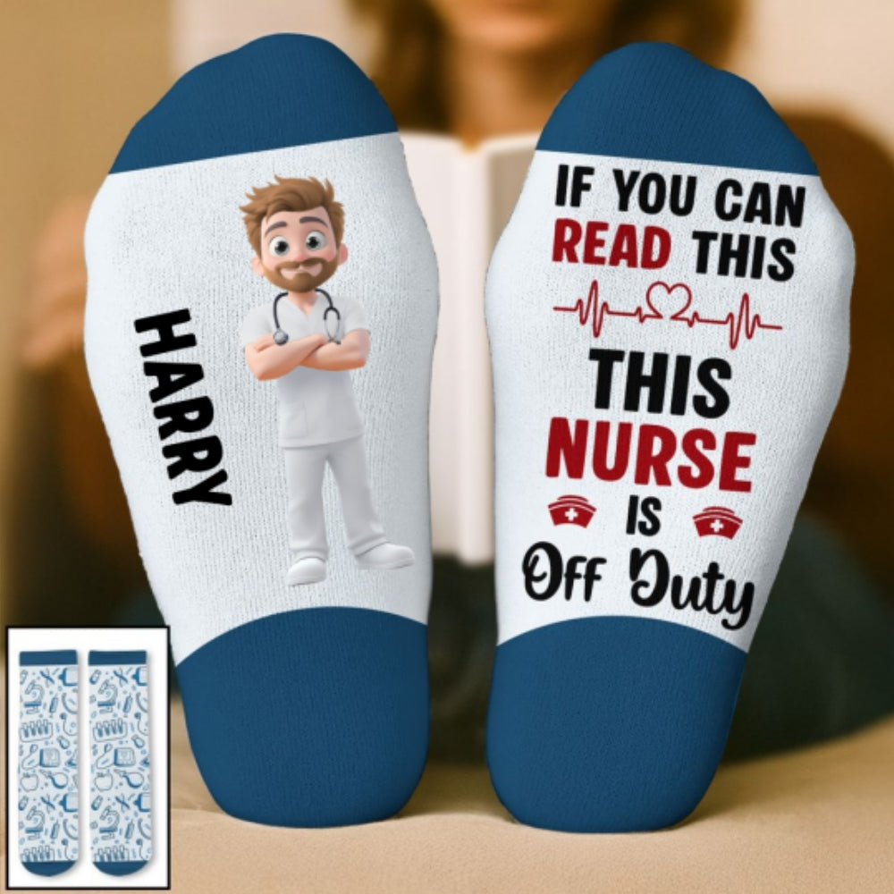 This Nurse Is Off Duty - Personalized Custom Crew Socks