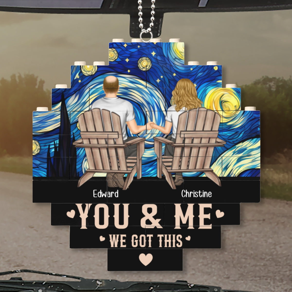 Me And You - Personalized Custom Puzzle Car Ornament