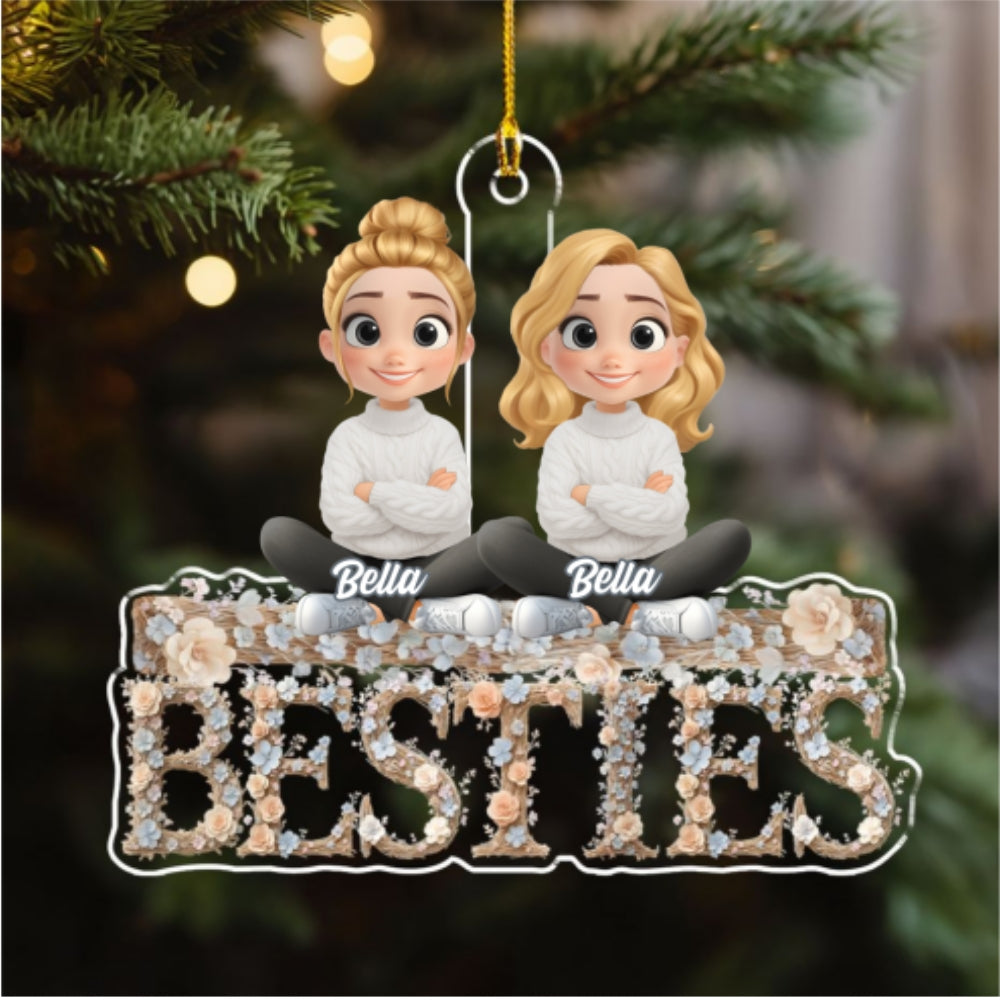 Bestie Sister Flower - Personalized Custom Acrylic Ornament