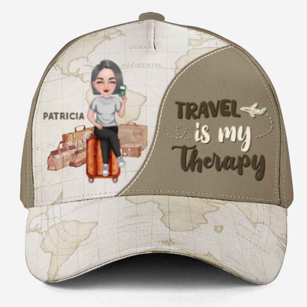 Travel Is My Therapy - Personalized Custom Classic Cap