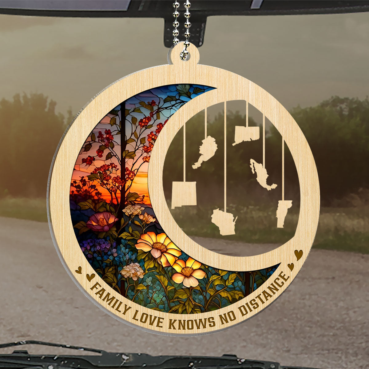 Family Love Knows No Distance Ver 2 - Personalized Custom Car Ornament