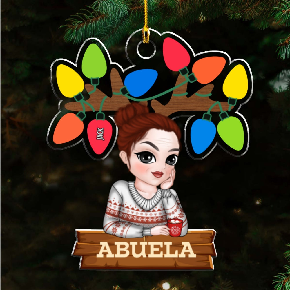 Grandma And Kids Christmas - Personalized Custom Acrylic Ornament