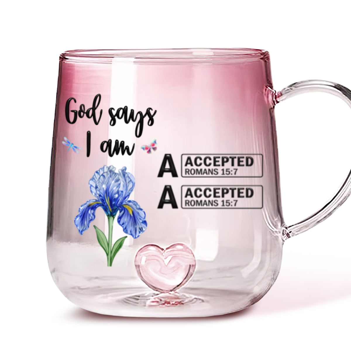 God Say I Am - Personalized Custom Pink Gradient Glass Mug