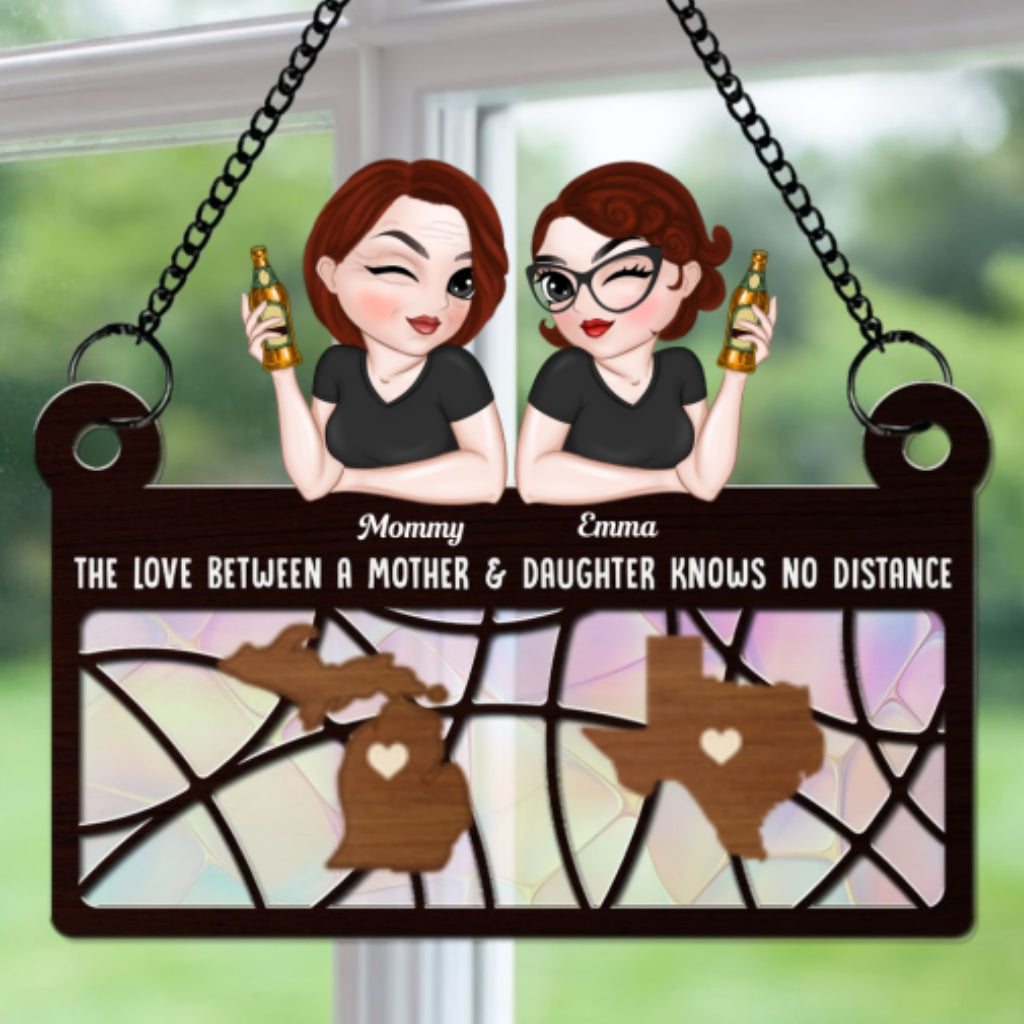Love Knows No Distance - Personalized Custom Suncatcher