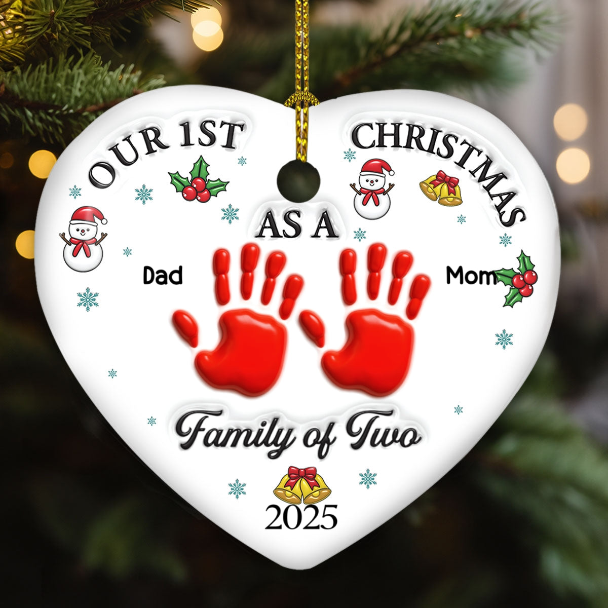 Our First Christmas 2 - Personalized Custom 3D Inflated Effect Ceramic Ornament