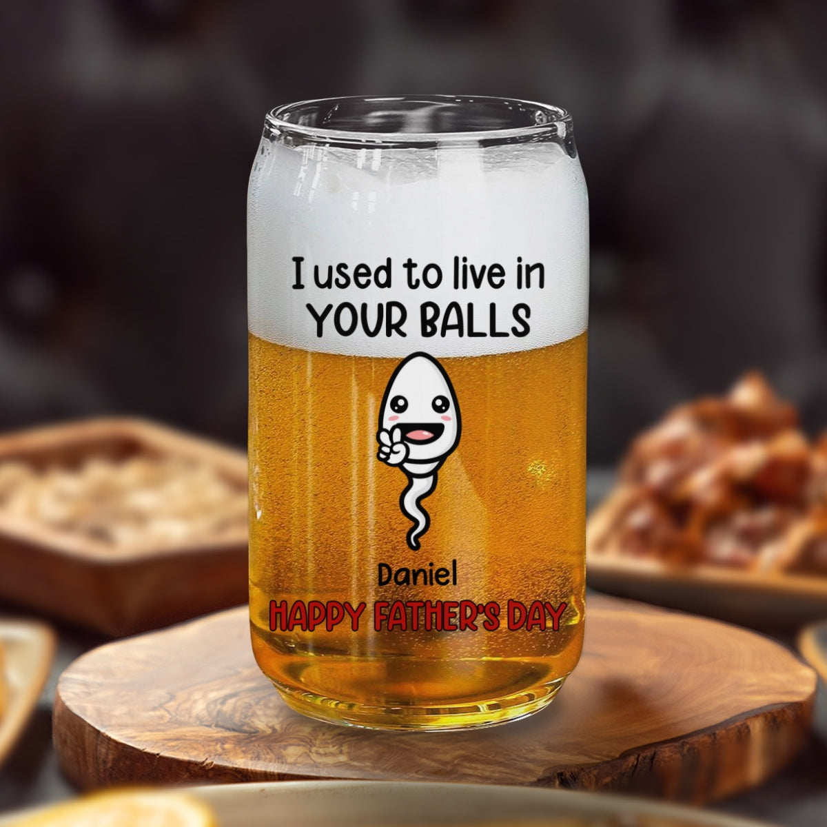 We Used To Live In Your Balls - Personalized Custom Beer Can Glass