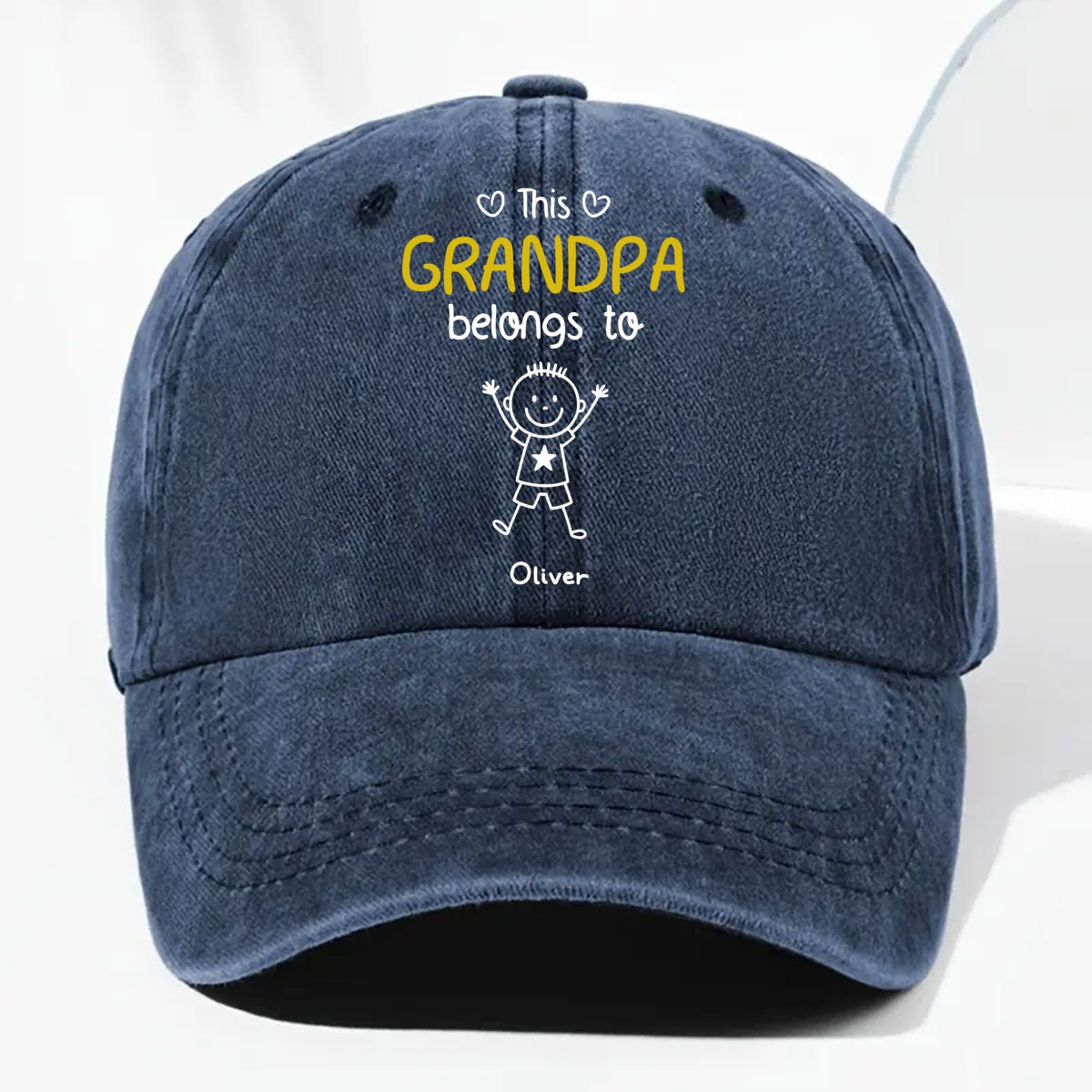This Grandpa Belongs To Us Ver 2 - Personalized Custom Vintage Washed Denim Cap