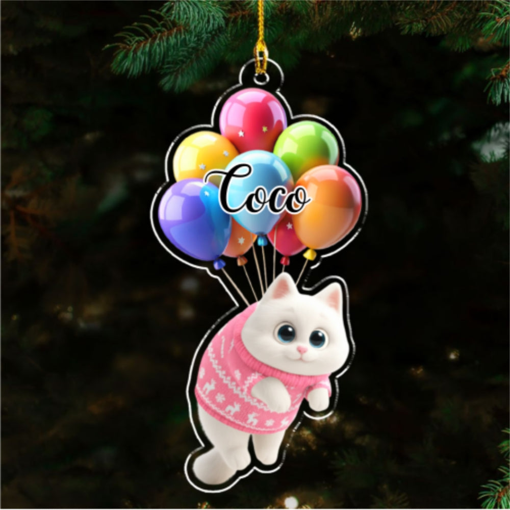 Cat Hanging Cartoon - Personalized Custom Acrylic Ornament