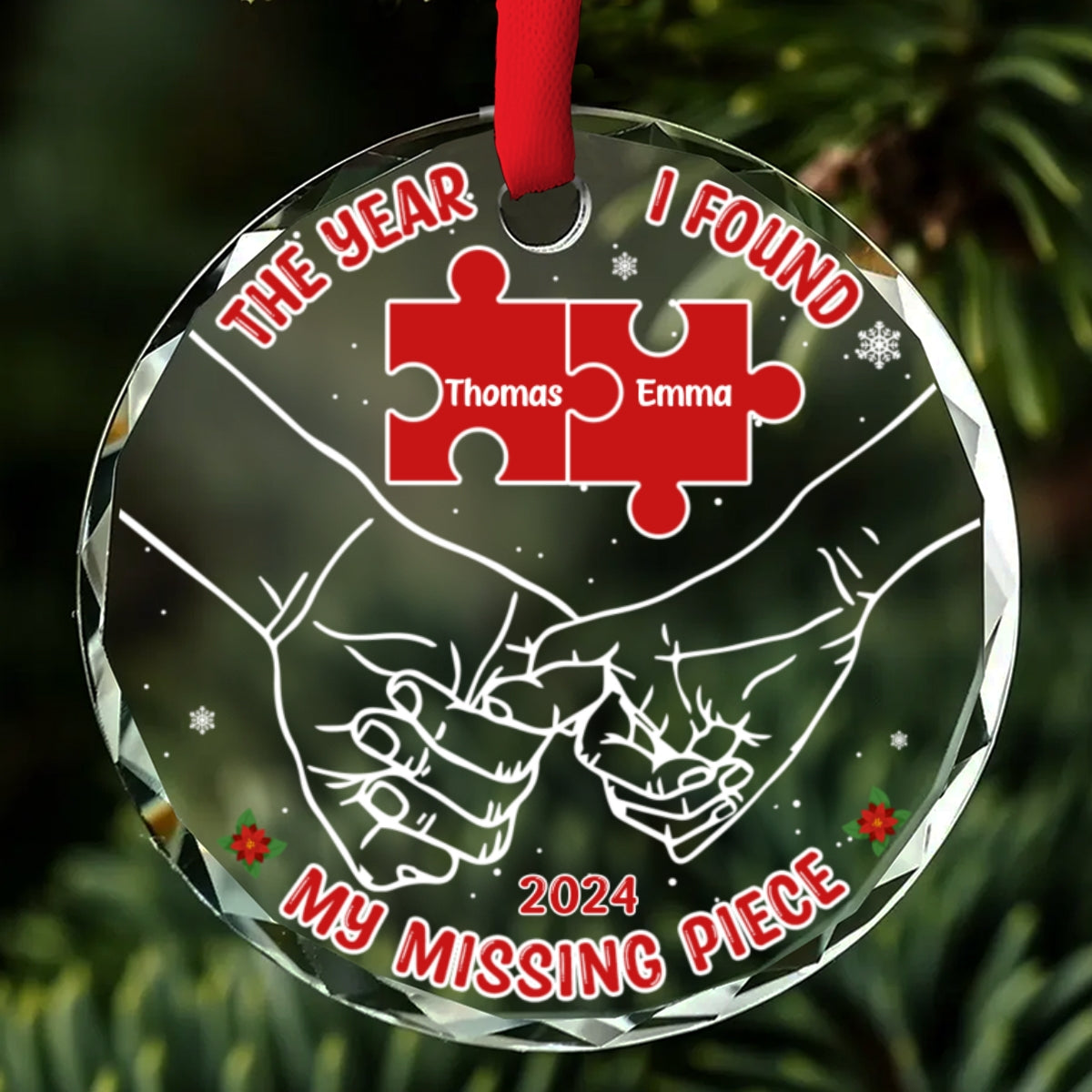 The Year I Found My Missing Piece - Personalized Custom Glass Ornament