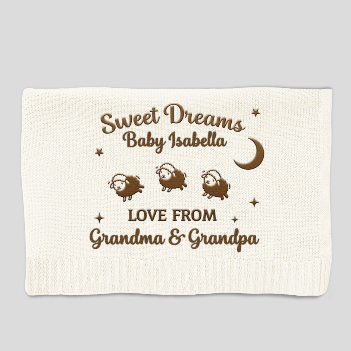 Love From Grandma - Personalized Custom Embroidered Knitted Baby Blanket