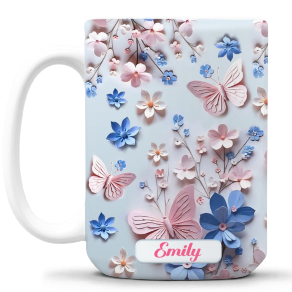 Butterfly With Flower - Personalized Custom 3D Inflated Effect Mug