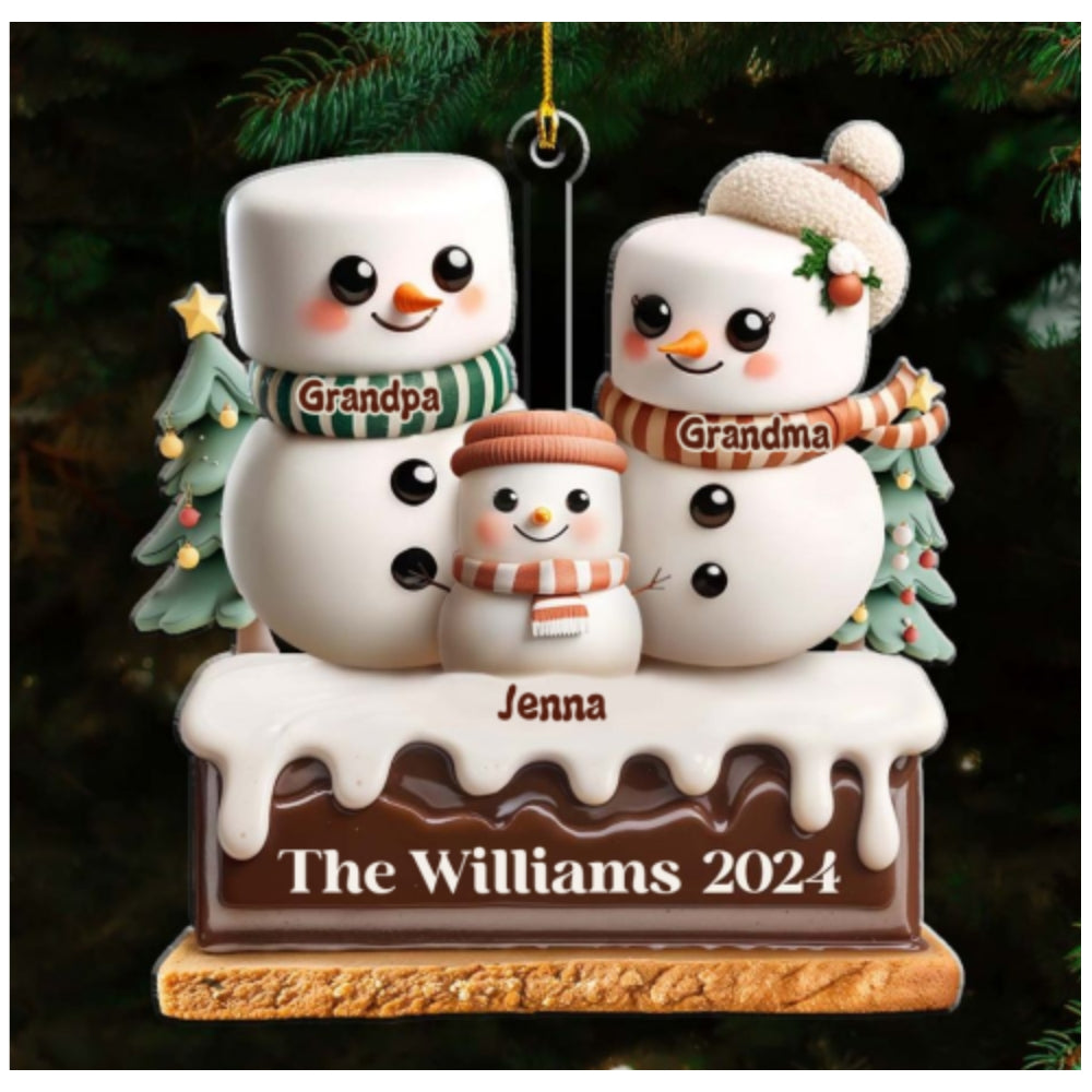Marshmallow Lovely Family - Personalized Custom Acrylic Ornament