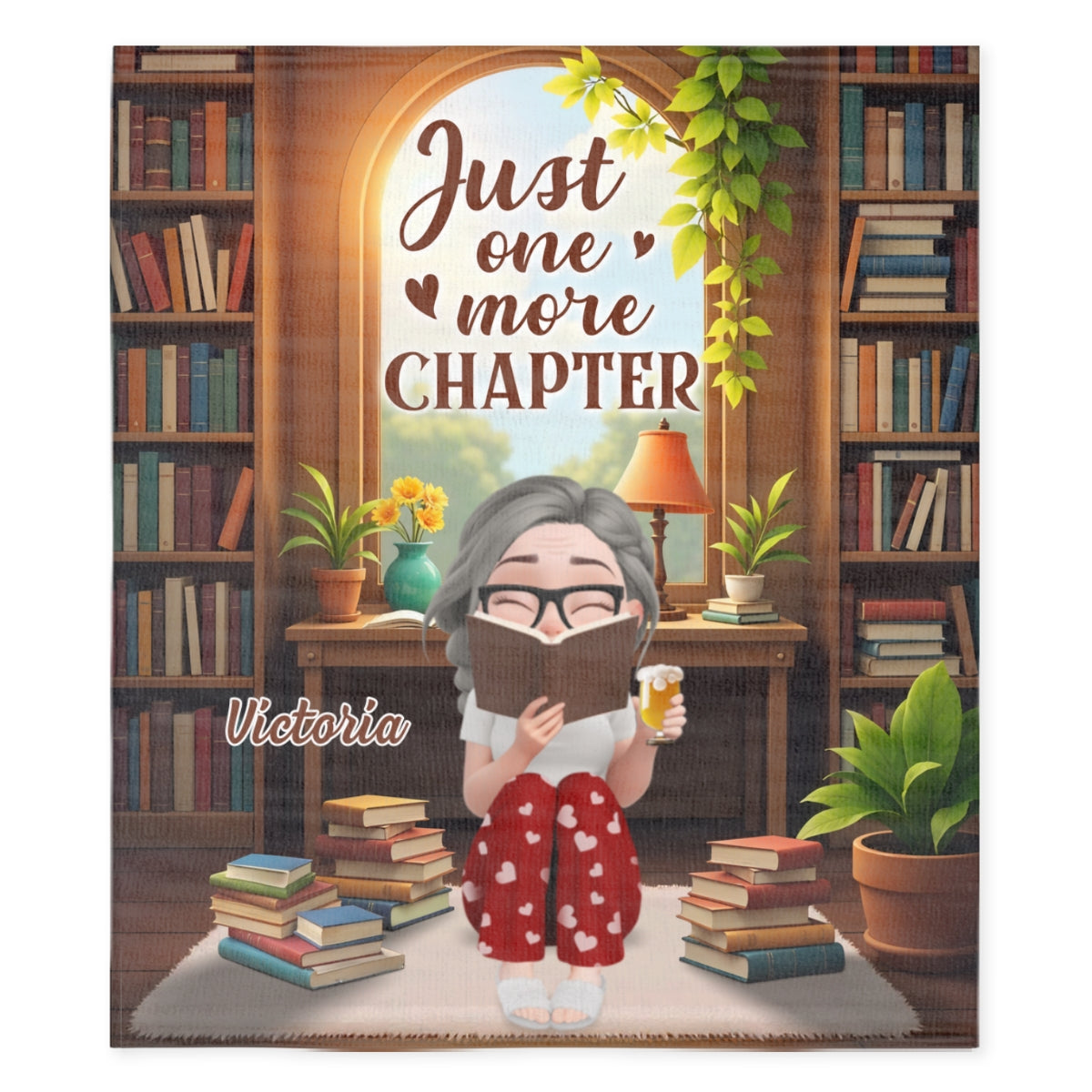 A Girl And Her Books - Personalized Custom Fleece Blanket