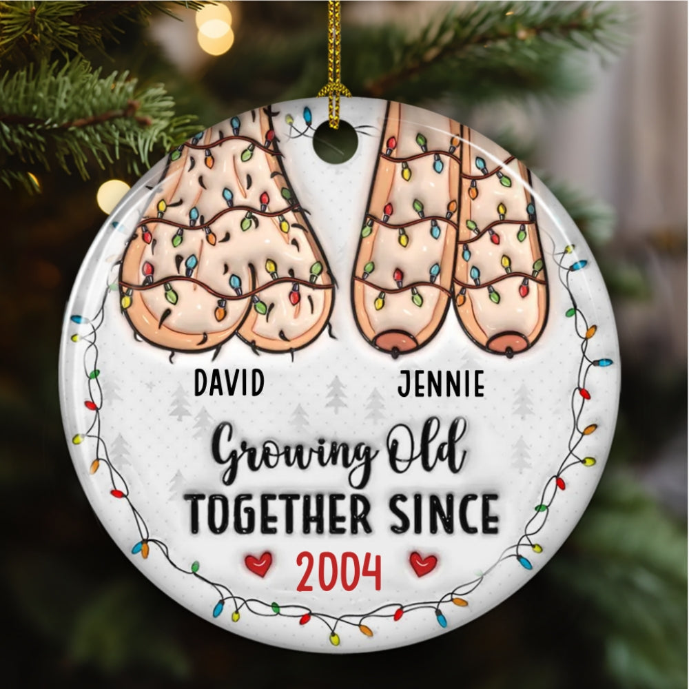 Growing Old Together Since - Personalized Custom 3D Inflated Effect Ceramic Ornament